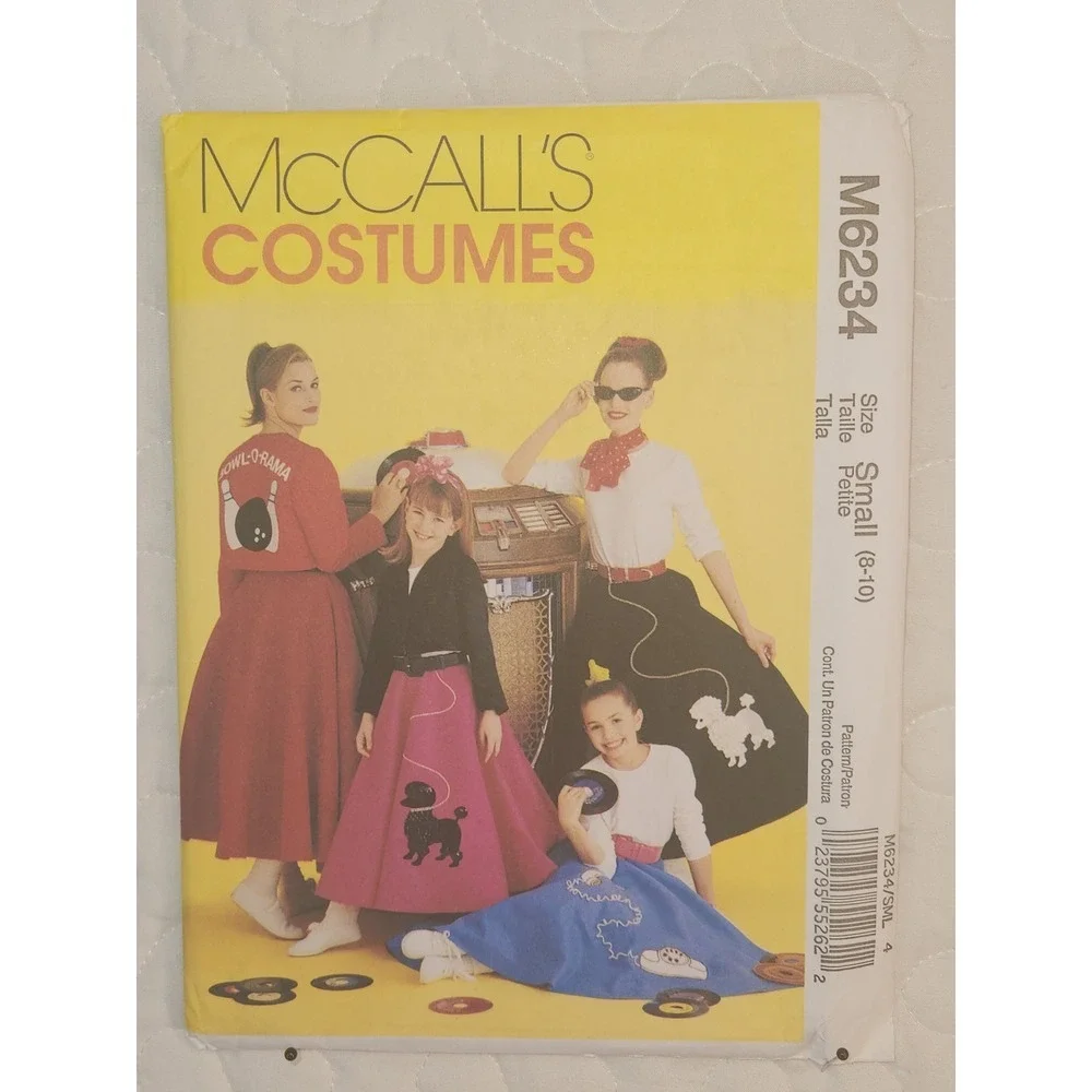 Poodle Skirt 50s Costume Sewing Pattern McCall's M6234 60s Midi Flare Circle NEW